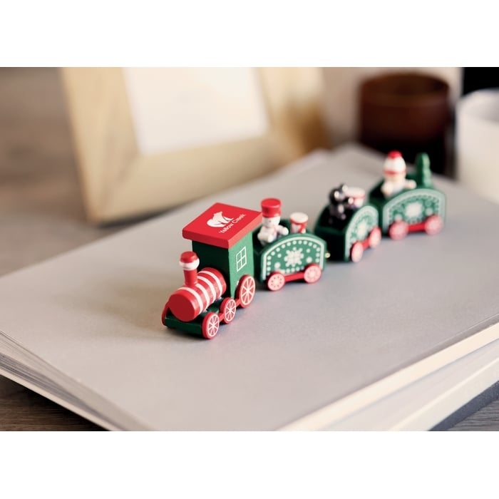 Houten decoratie kersttrein 5245