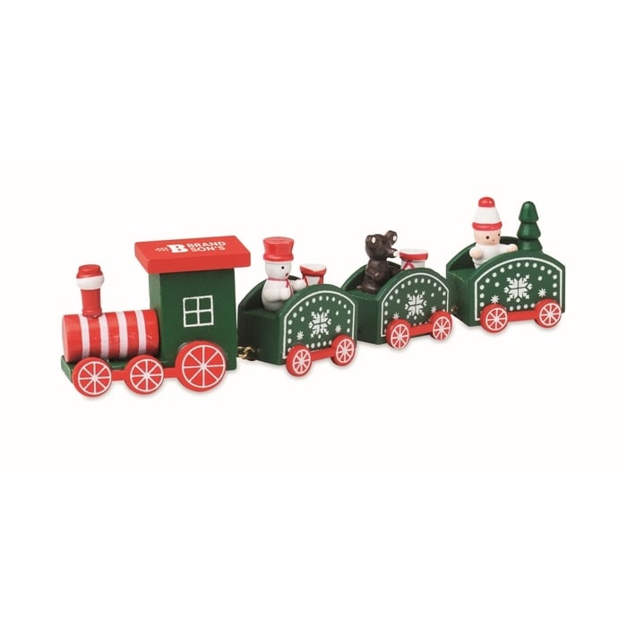Houten decoratie kersttrein 5239