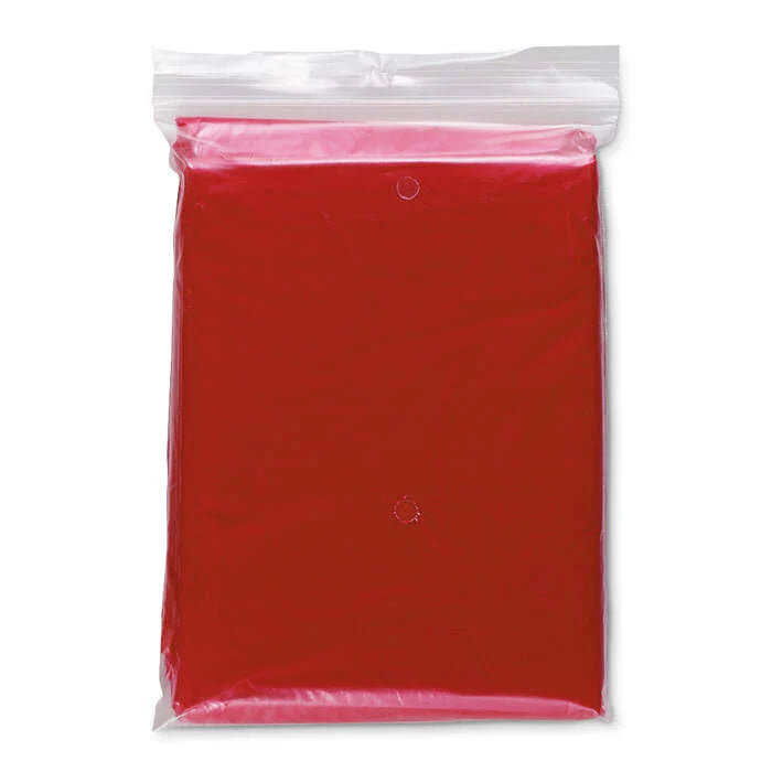 Opvouwbare regenponcho rood onbedrukt 8746