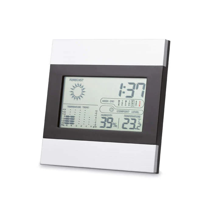 Weerstation en klok zilver 2 kleuren tp 13319