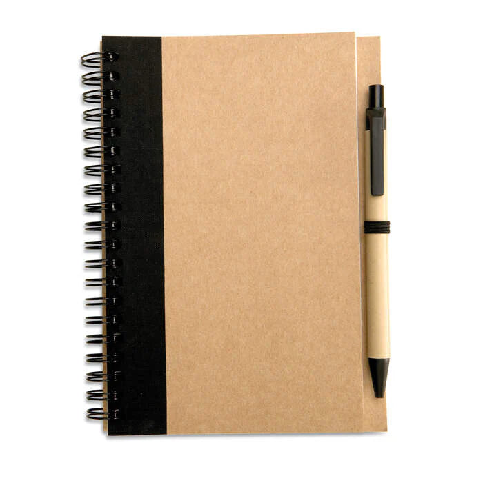 Notitieblok en balpen zwart 3 kleuren tp 8343