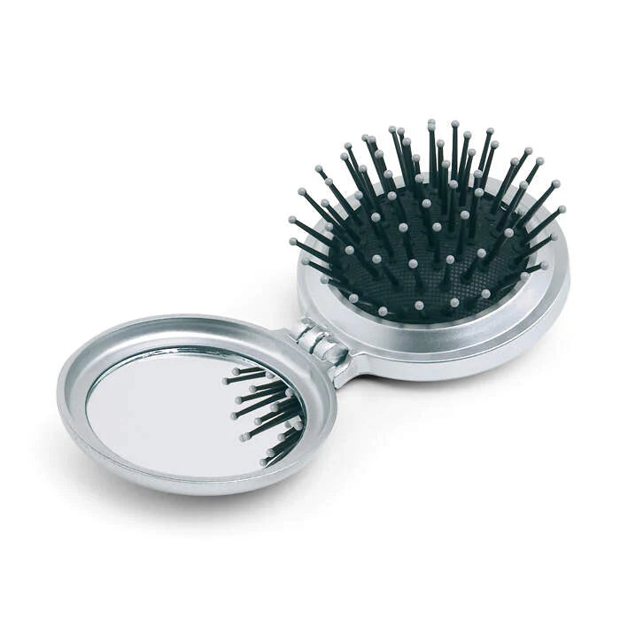 Opvouwbare borstel met spiegel zilver 2 kleuren tp 8690