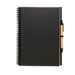 Notitieblok en balpen zwart 2 kleuren tp 8342