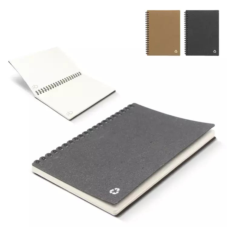 Notebook gerecycled leer Midi bedrukken