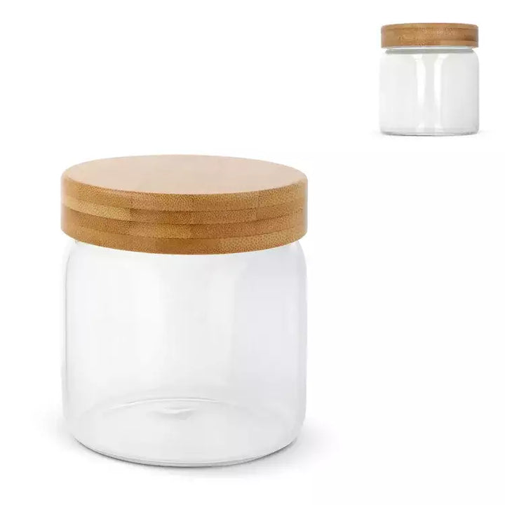 Canister glas & bamboe 600ml bedrukken