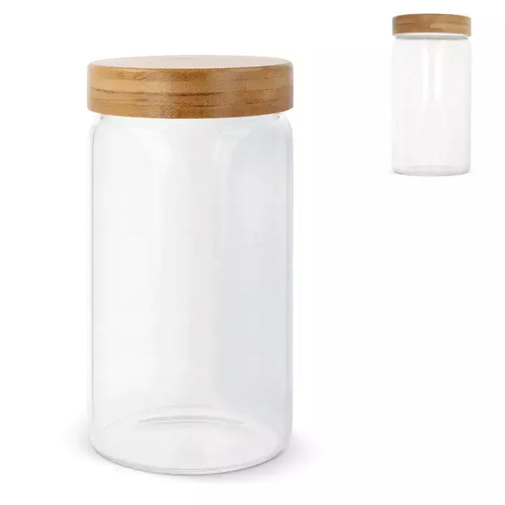 Canister glas & bamboe 1200ml bedrukken
