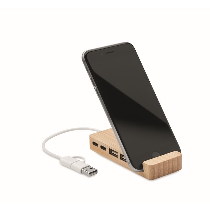Bamboe USB hub 4 poorten sample