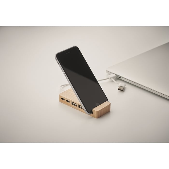 Bamboe USB hub 4 poorten sample