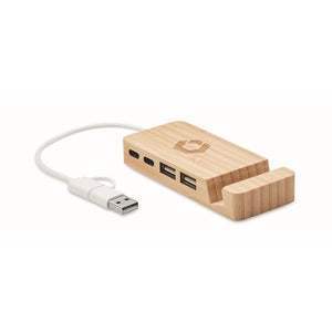 Bamboe USB hub 4 poorten 1278