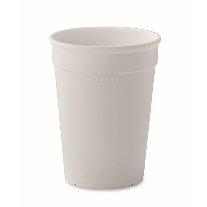 Gerecycled PP beker 300ml wit 1 kleur 4300