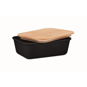 Lunchbox met bamboe deksel zwart 2 kleuren zd 7283