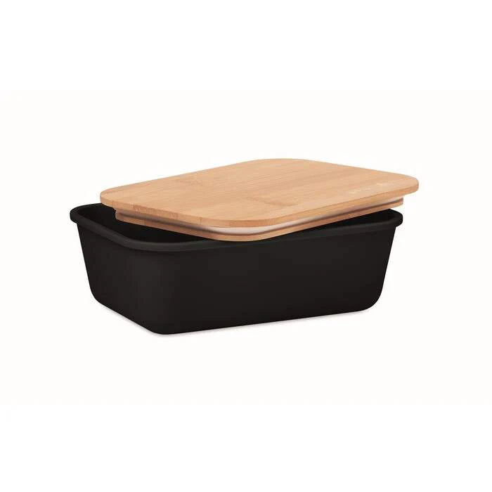 Lunchbox met bamboe deksel zwart 2 kleuren zd 7283