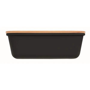 Lunchbox met bamboe deksel zwart 4 kleuren zd 7285