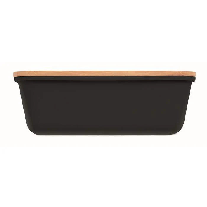Lunchbox met bamboe deksel zwart 4 kleuren zd 7285