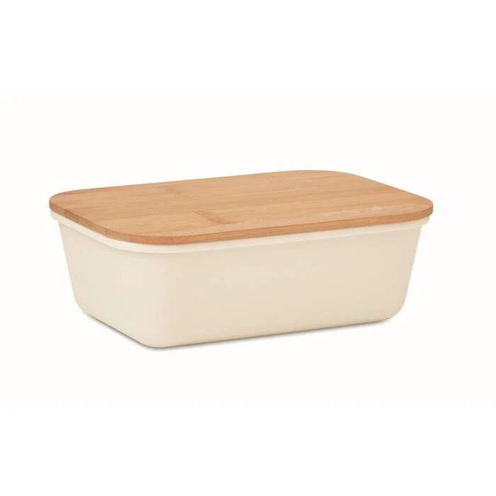 Lunchbox met bamboe deksel beige 4 kleuren zd 7280