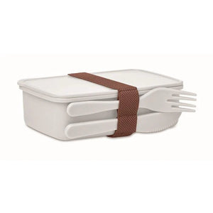 Lunchbox met bestek wit 1 kleur tp 7292