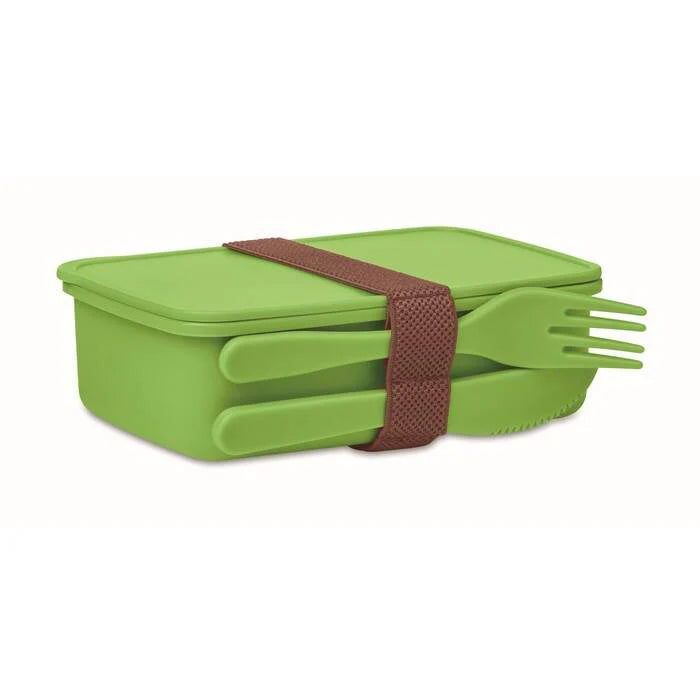 Lunchbox met bestek groen 1 kleur tp 7288