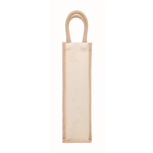 Jute wijntas voor 1 fles beige 2 kleuren zd 5685