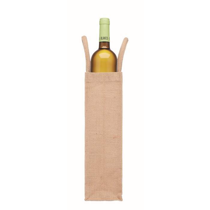 Jute wijntas voor 1 fles beige 4 kleuren zd 5687
