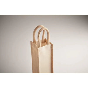 Jute wijntas voor 1 fles beige 1 kleur td 5684