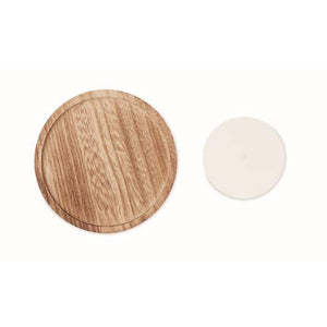 Kaars met ronde houten basis hout onbedrukt 5694