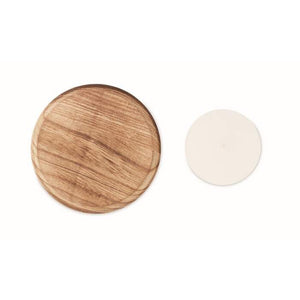 Kaars met ronde houten basis hout 3 kleuren tp 5693