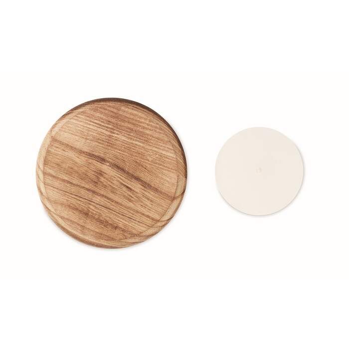 Kaars met ronde houten basis hout 3 kleuren tp 5693