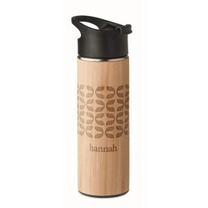 Dubbelwandige drinkfles 450ml NANDA hout Graveren 3317