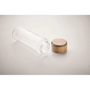 Glazen fles 500ml bamboe dop AMELAND transparant onbedrukt 4493