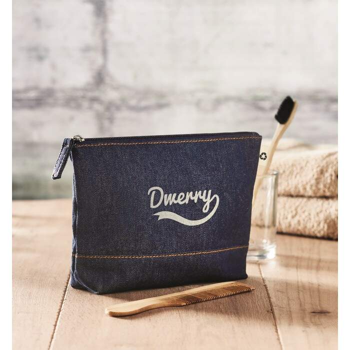 Gerecycled denim toilettasje STYLE POUCH blauw 2 kleuren zd 4290