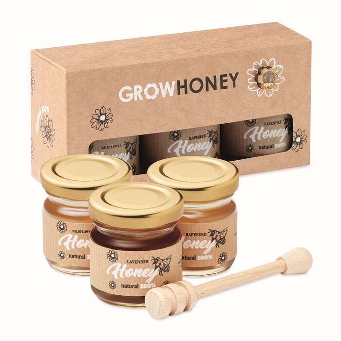 Set van 3 wilde bloemenhoning BEEBEE SET bedrukken