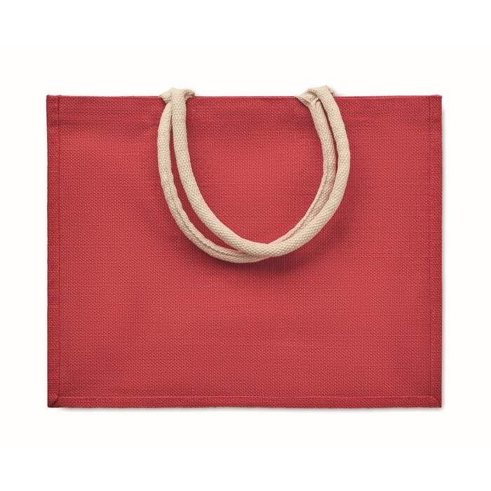 Jute tas met katoenen hengsels AURA turquoise Full colour 5677