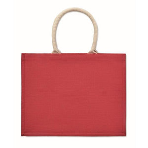 Jute tas met katoenen hengsels AURA turquoise onbedrukt 5678