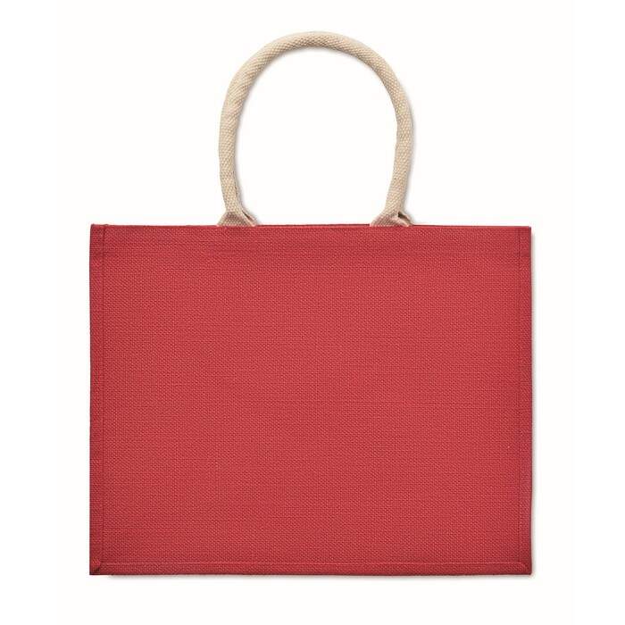 Jute tas met katoenen hengsels AURA turquoise onbedrukt 5678