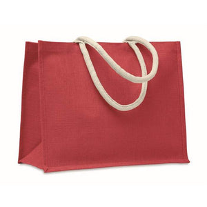 Jute tas met katoenen hengsels AURA rood onbedrukt 5676