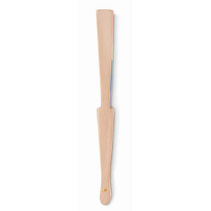 Houten regenboog handwaaier BOWFAN meerkleurig Graveren 5301