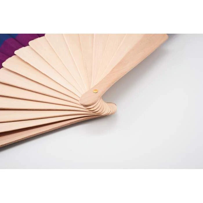 Houten regenboog handwaaier BOWFAN meerkleurig onbedrukt 5302