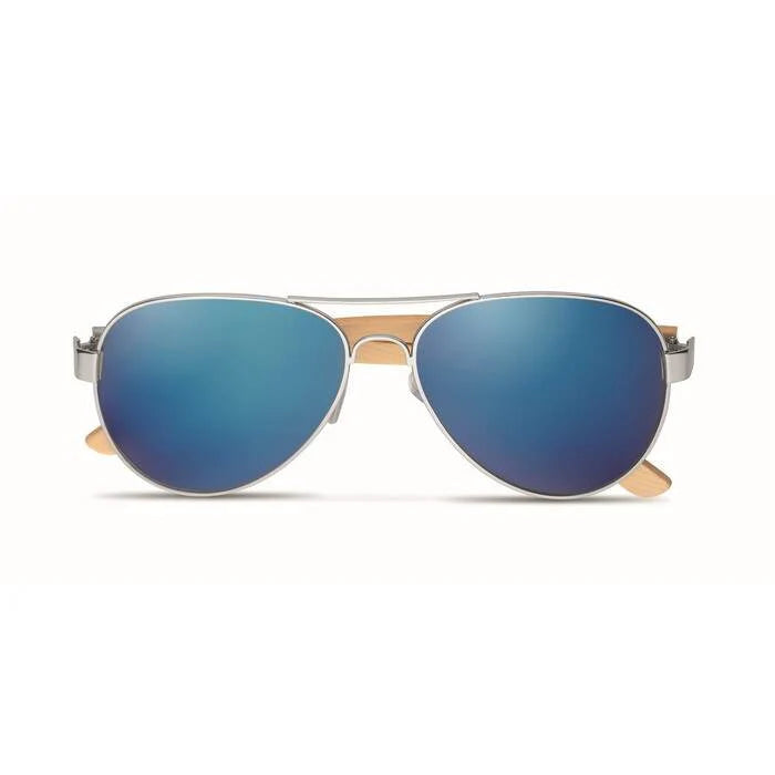 Bamboe zonnebril met hoesje HONIARA blauw 3 kleuren tp 1296