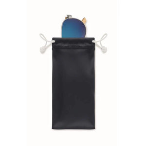 Bamboe zonnebril met hoesje HONIARA blauw Graveren 1298