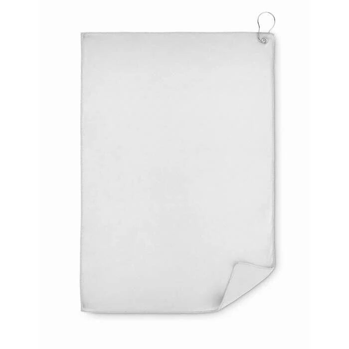 RPET golfhanddoek met hanger TOWGO wit 1 kleur zd 10146