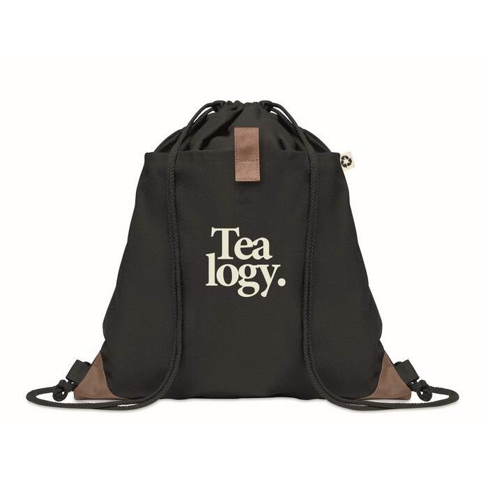 Trekkoord rugzak PANDA BAG zwart onbedrukt 12644