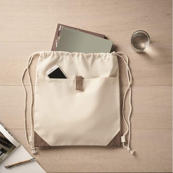 Trekkoord rugzak PANDA BAG beige onbedrukt 12640