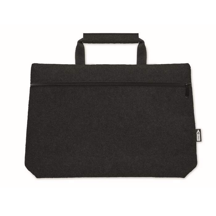 RPET vilt laptop tas met rits zwart onbedrukt 10245