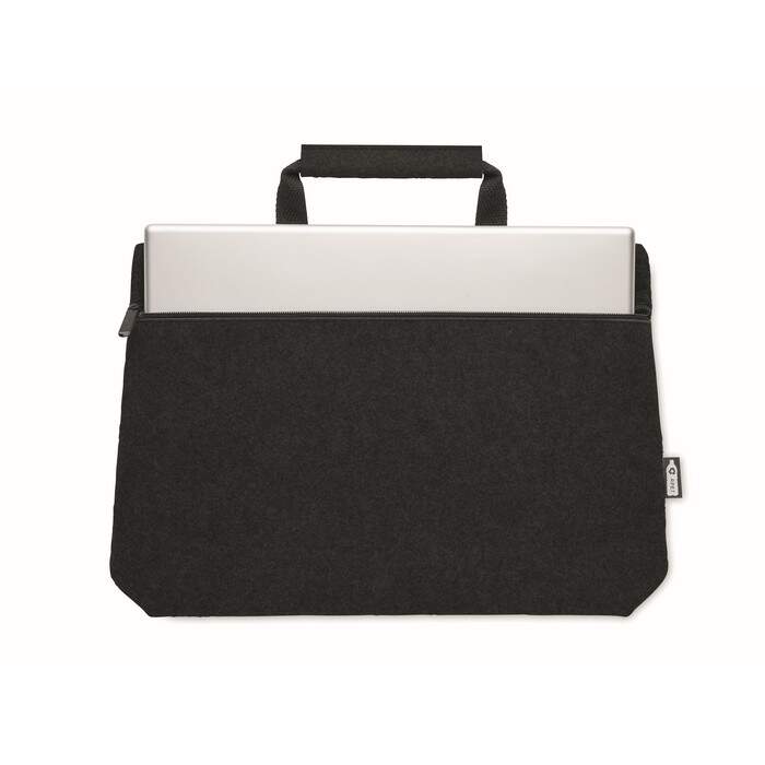 RPET vilt laptop tas met rits donkergrijs 1 kleur 10232