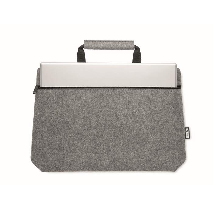 RPET vilt laptop tas met rits lichtgrijs onbedrukt 10241