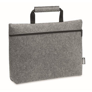 RPET vilt laptop tas met rits donkergrijs onbedrukt 10236