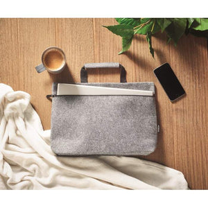 RPET vilt laptop tas met rits lichtgrijs 2 kleuren tp 10238