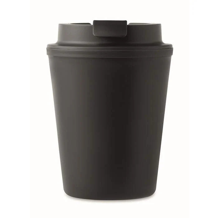 Gerecyclede PP beker 300 ml zwart onbedrukt 4336
