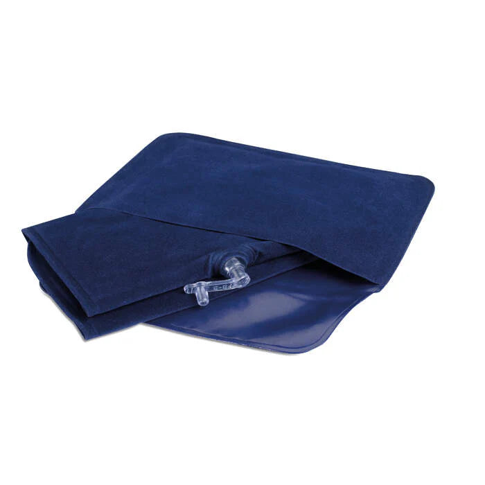 Opblaasbaar reiskussen in blauw of grijs bedrukken