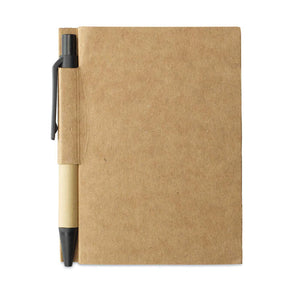 Notitieblok en gerecyclede pen zwart 2 kleuren tp 8349